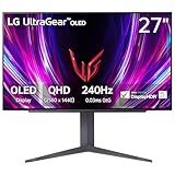 LG ‎27GS93QE 27-inch Ultragear OLED Gaming Monitor QHD 1440p 240Hz 0.03ms DisplayHDR True Black 400 AMD FreeSync Premium Pro NVIDIA G-Sync HDMI 2.1 DisplayPort Tilt/Height/Pivot Stand Black