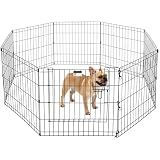 Puppy Playpen - Foldable Metal Exercise Enclosure with Eight 24-Inch Panels - Indoor/Outdoor Fence for Dogs, Cats, or Small Animals by PETMAKER