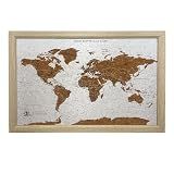 Gleneagles World Travel Map Pin Board - Beige Cork, 70 Pins, Wall Decor