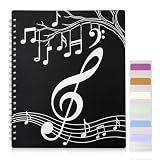 Sheet Music Folder 1 Pack, 40 Sleeves Hold 80 Pages, Easy to Annotate Pages, Music Binder with Spiral Binding that Stays Open and Lays Flat, Includes Label (Black)