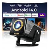1500 ANSI Smart Projector, Native 1080P, 4K/8K Input Support, 20W Dolby X7