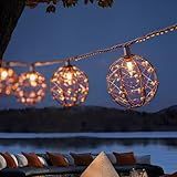 Outdoor Decorative Patio String Lights, Beaded Copper Wire Ball Style Lantern Lights, Connectable Weather-Resistant Indoor Outdoor Novelty Whimsical Light for Home Pergola Bedroom Porch Party Backyard