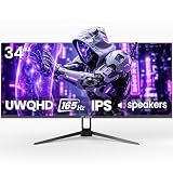 CRUA 34 Inch 165Hz UWQHD IPS Ultrawide Gaming Monitor, Speakers, PIP/PBP