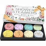 Shower Steamers Aromatherapy Birthday Gifts for Women - 8 Pcs Mothers Day Gifts for Mom Wife Daughter Grandma, Self Care with Natural Essential Oils Relaxation Home Spa Gift Set (Cream White)