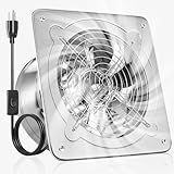 Voltset 8-Inch Kitchen Exhaust Fan, 535 CFM Exhaust Fan for Garage,Wall Mounted Attic Vent Fan, Metal Ventilation Fan with Backdraft Damper and Switch for Chicken Coop Basement Industrial Use,Silver