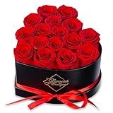 GLAMOUR BOUTIQUE 16 Flower Forever Heart Shape Box - Preserved Roses Gift for Her, Preserved Flowers, Red