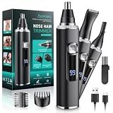 Apetexo Nose Hair Trimmer for Men and Women, Type-C Rechargeable Precision Groomer with Double-Edged Blades, Painless & IPX7 Waterproof Design for Nose, Ears, Eyebrows and Facial Hair - Black