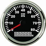 SAMDO 85mm Boat Tachometer Car Truck Marine Tacho Gauge with Hour Meter Waterproof 0-8000 RPM 12V 24V