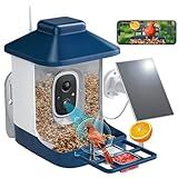 Bird Feeder with Camera, AI Bird Identification, Full HD Live Video, Solar Powered, 2.4Ghz WiFi, Instant Arrival Alerts - Best Gifts for Bi rd Lover