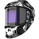 ARCCAPTAIN 3.94"X3.66" Welding Helmet Auto Darkening, 1/1/1/1 Top Optical Clarity Large Viewing Screen Solar Power Welding Hood with 4 Arc Sensor, Wide Shade 4-5/5-9/9-13 for TIG MIG ARC Welding Cut