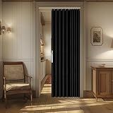 AJAZZ 100% Blackout Magnetic Door Curtain Accordion Doors Interior Closet Door Curtain Invisible Applicable Bedroom Room Living Room Doorway (Black 42" W x 78" L) 1 Panel