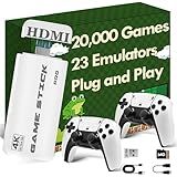 2026 Upgrade Retro Game Stick Console with 20000+ Games, 4K HDMI Plug and Play Video Games for TV, 2.4GHz Wireless Controllers, 64GB 23 Emulators Console for Family Party, Gift for Vintage Game Lover and Kids