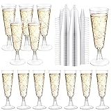 SUREHOME Plastic Champagne Flutes 200 Pack Champagne Glasses Disposable Mimosa Glasses 5 Oz Crystal Clear Plastic Flutes for Party Drinking Cocktail Cups Acrylic Wedding Toasting Glasses Flutes Bulk