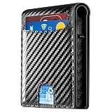 2026 Wallet for Men - RFID Blocking [Functional & Practical] Bifold Slim Minimalist Credit Card Holder Pop Up Wallet Metal Case with Cash Slot, Front Pocket with ID Window, Gift Boxed (Carbon Fiber)