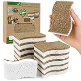 12 Pack Natural Kitchen Sponges, Biodegradable & Compostable | Non-Scratch Cellulose Coconut Fiber Sponges for Dishes, Pots & Pans | Eco-Friendly Cleaning Sponge