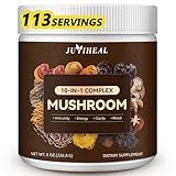 10-in-1 Mushroom Powder, Mushroom Complex - Lions Mane, Reishi, Shiitake, Chaga, Turkey Tail, Cordyceps, Maitake & More, Mushroom Supplement Powder for Energy, Memory, Focus & Immune Support 8oz
