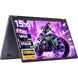 Tylvx 15.6" 2-in-1 Laptop/Tablet, 360° Flip FHD Touchscreen, Intel Core m3-8100Y up to 3.4GHz, 16GB RAM 512GB SSD, Win11, Deep Purple for Student Note-Taking, Design, Entertainment