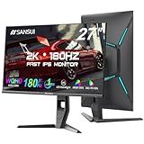 SANSUI 27 inch WQHD 180Hz Gaming Monitor 1440P-AMD FreeSync 1ms DCI-P3 93% Fast IPS Computer Monitor,Height Adjustable Vertical/Horizontal Rotating, 2×DisplayPort/HDMI 丨HDR丨Low Motion Blur 丨Speakers
