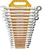 GEARWRENCH 16 Piece Ratcheting Combination Wrench Set with Tray | Metric | 9416