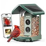 Kiwibit Solar Smart Bird Feeder with Camera, AI Bird Species Identification, 8MP Photos, 4K UHD Video Live Stream Wild Bird House Feeders for Outdoors, Bird Watching Gifts for Bird Lovers, Green