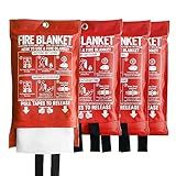 KingtooSize Fire Blanket for Kitchen and Home, 40" x 40", Fiberglass Emergency Fire Blanket, 4 Pack
