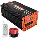 3000W Power Inverter 12V DC to 110V/120V AC Converter for RV/Truck/Boat/Camping/Off-Grid Solar Car Power Inverter Peak Power 6000W with 3 AC Outlets,USB & Type-C Port, Remote Controller & LCD Screen