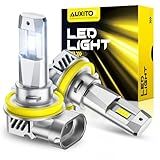 AUXITO H11/H8/H9 Bulb, 1000% Brighter, 1:1 Mini Size No Adapter Needed, 5 Min Quick Install, No Flicker, 99% Compatibility, Pack of 2