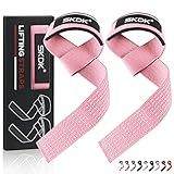 SKDK Cotton Hard Pull Wrist Lifting Straps Grips Band-Deadlift Straps with Neoprene Cushioned Wrist Padded and Anti-Skid Silicone - for Weightlifting, Bodybuilding, Xfit, Strength Training