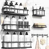 YASONIC Shower Caddy Adhesive, Rustproof Shower Organizer with Soap Holder, Large Capacity Shower Shelves for Inside Shower, No Drilling Bathroom Organizers and Storage for Home Decor 6 Pack Black