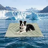 UIQELYS Cooling Mat for Dogs, Ice Green 48" X 28" Self-Coolings Foldable Dog Cooling Mat Q-MAX>0.4 Pet Blanket, Breathable, Washable Cooling Dog Pad for Dogs & Cats, Summer Relief Travel Indoor-B Size