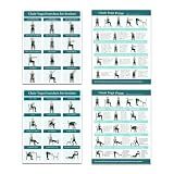 Chair Yoga Exercise Posters - 4 Pack Seated Workout Charts for Seniors & Beginners | 8x10 Inch Fitness Guides for Flexibility, Strength, Physical Therapy & Home Use (Green)