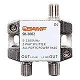 BAMF 2-Way Coax Cable Splitter, Bi-Directional MoCA 5-2300MHz – High-Performance Splitter for TV, Internet, or Satellite