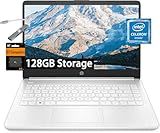 HP 14" Ultra Light Laptop for Student & Home (Intel Quad-Core N4120, 4GB RAM, 128GB (64GB + 64GB SD), 1-Year Office 365) 11-Hr Long Battery Life, IST HUB, Webcam, Win 11 Home in S Mode, Snow White