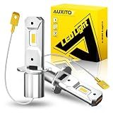 AUXITO H3 LED Bulb Yellow 3000K, 16,000LM 600% Super Brighter, 10 Years Lifespan, 1:1 Size Plug-n-Play, 100% Perfect Installation, H3 LED Fog Lighr Bulb for Fog Lamp, DRL, Canbus Ready, Pack of 2
