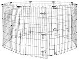 Amazon Basics Foldable Octagonal Metal Exercise Dog Playpen - Indoor/Outdoor, Single Door, Medium (8 Panels, 24 x 36), Easy to assemble and store, 36" - Medium, Black