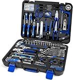 Prostormer 259-Piece Tool Kit, General Household Hand Tool Set with Plastic Storage Toolbox, Portable Complete Repair Tool Box for Home and Car (Blue)
