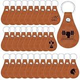 Taiyin 30 Pcs Leather Key Fob Kit PU Leather Keychain Blanks, Khaki