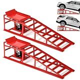 Worcest 2PCS 5 Ton Hydraulic Car Ramps with Jack, Adjustable Vehicle Ramps