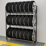 NULTRUMA Industrial 3-Tier Storage Rack, Single Entry Steel Rack for Passenger & Light Truck Tires, 1100lb Capacity, Adjustable Height, 60" W x 18" D x 84" H, for Garage Warehouse Auto Shop