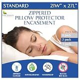 Four Seasons Essentials Standard Pillow Protectors (Set of 2) – Zippered Waterproof Pillow Covers Hypoallergenic Dust Proof Pillowcase Encasement Cover