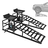 LOCKIETTA 2 Pack Hydraulic Car Ramps, 11050LBS 5T Car Ramp High Lift 9"-14.2", Heavy Duty Steel Car Lift Ramp, Automotive Truck Service Ramps for Oil Changes Support Jack for Maintenance, Black