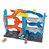Hot Wheels City Toy Car Track Set, Transforming Race Tower, Single to Dual-Mode Racing, with 1:64 Scale Vehicle, 2 Ways to Play