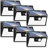 Peasur Solar Lights Outdoor Motion Sensor, 6 Pack 140 LED Solar Powered Fence Light Waterproof, 3 Modes Security Wall Lighting for Outside Yard Deck Garden