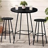 Best Choice Products 3-Piece Patio Dining Set, Bar Height, Outdoor Bistro Set, Outdoor Round Bar Table w/ 2 Bar Stools, Steel - Black