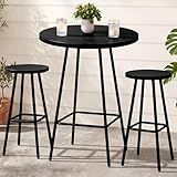 Best Choice Products 3-Piece Patio Dining Set, Bar Height, Outdoor Bistro Set, Outdoor Round Bar Table w/ 2 Bar Stools, Steel - Black