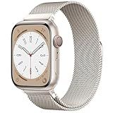 Original Stainless Steel Milanese Loop Compatible with Apple Watch Band 38mm 40mm 41mm 42mm 44mm 45mm 49mm, Magnetic Clasp Replacement Band for iwatch Series 9, Ultra 2/Ultra, SE/SE 2nd Generation, 8 7 6 5 4 3 2 1, Women & Men Watch Bands for iWatch (Starlight, 41mm/40mm/38mm)