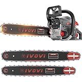 IVOVI 63CC Gas Chainsaw 20 Inch & 18 Inch Bars — 3.7HP Heavy-Duty Tree Felling, Ranch Maintenance and Storm Cleanup Tool (Black)