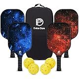 DULCE DOM Pickleball Paddles, USAPA Approved Set with 4 Premium Wood Balls and Bag, Rackets Gifts for Beginners & Pros, Women Men