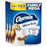 Charmin Ultra Soft Cushiony Touch Toilet Paper, 24 Family Mega = 123 Regular Rolls, White