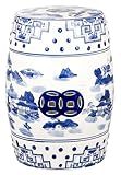 Safavieh Castle Gardens Collection Glazed Ceramic Blue Gateless Mist Chinoiserie Garden Stool